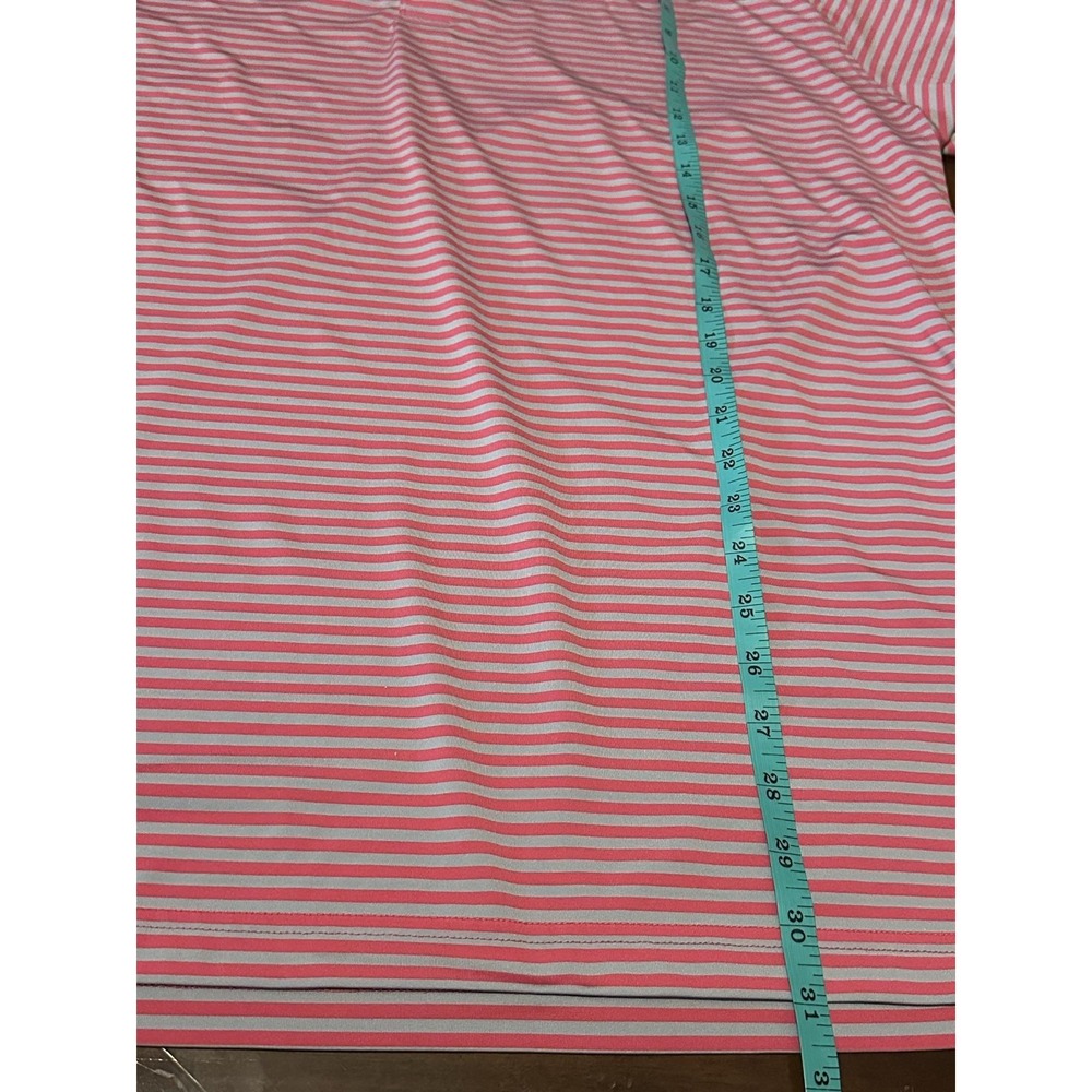 Fennec Golf Polo Shirt Mens 2XL Pink Gray Stripe Stretch Jersey Short Sleeve - Picture 4 of 8